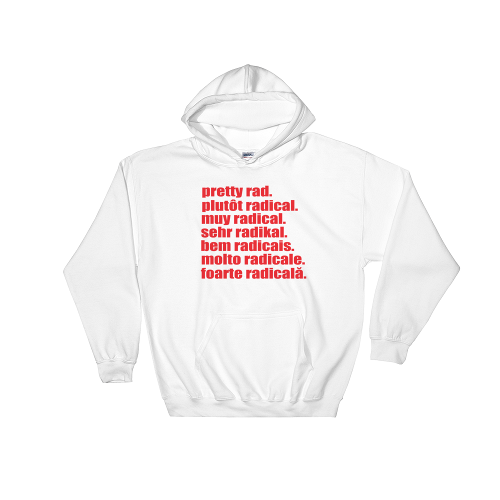 Pretty Rad Languages - Red Print - Hooded Sweatshirt